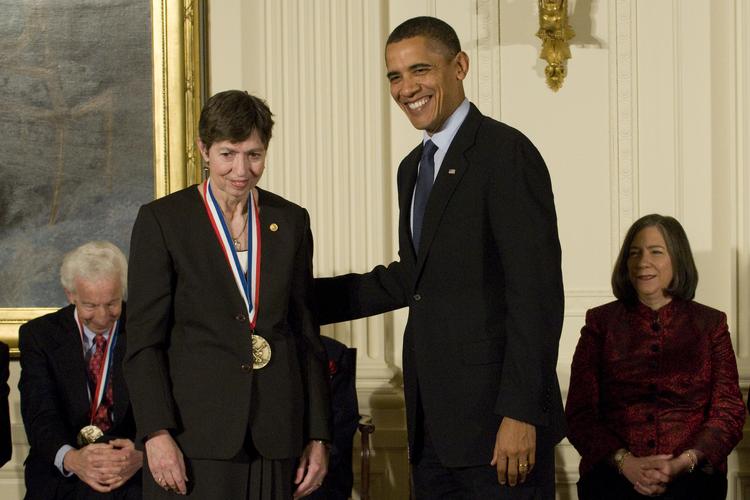 1 of 4, Chancellor Marye Ann Fox awarded the National Medal of Science by President Obama