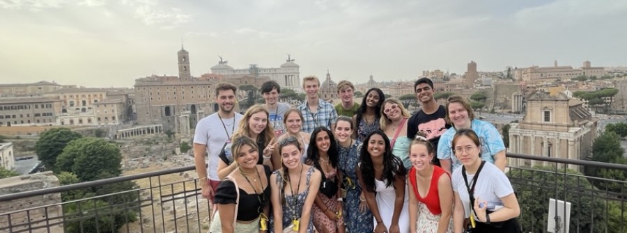 1 of 2, Group photo of Revelle in Rome students overlooking city.